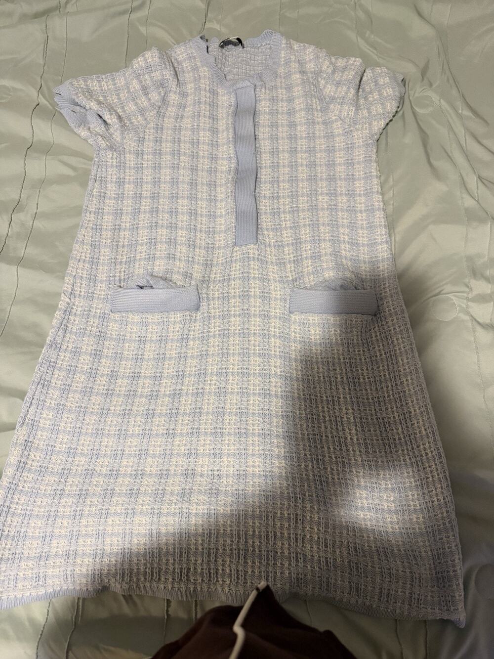 Free Assembly Women’s Medium Blue White Tweed Mini Dress Preppy Coastal Chic